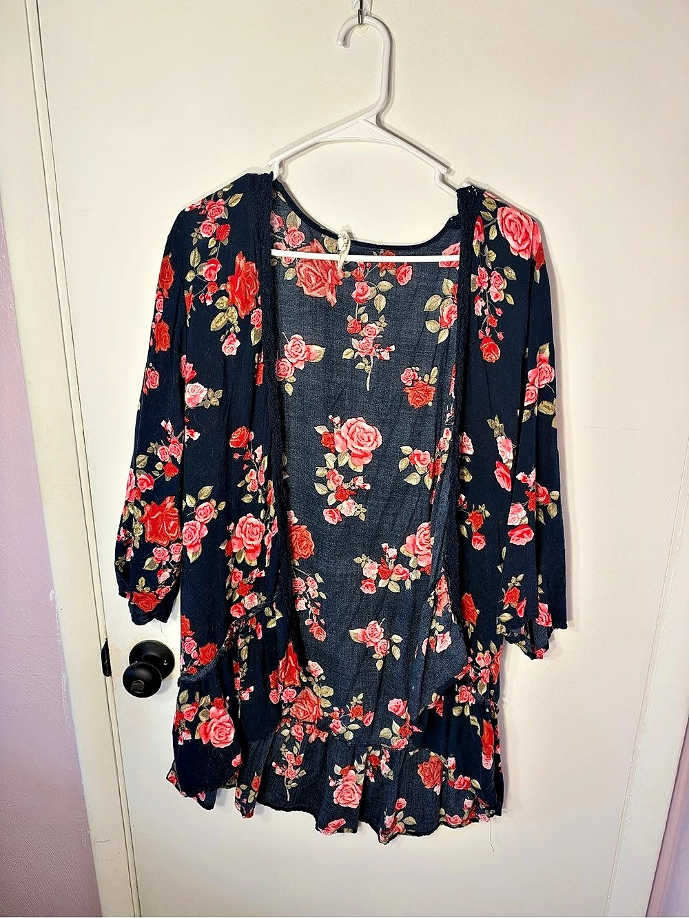 Maurices Floral Ruffle Mini Dress in Blue & Red, XL